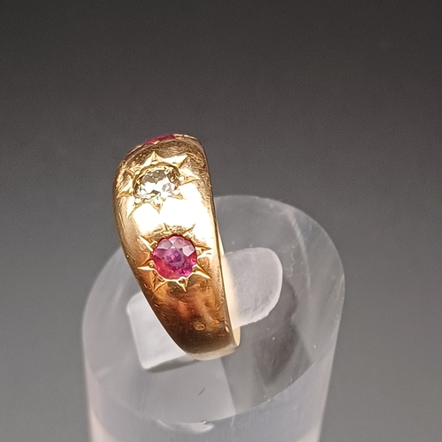 4 - Ruby and Diamond Gypsy Style Ring
- 9 ct
- weight 5.2g
- size P