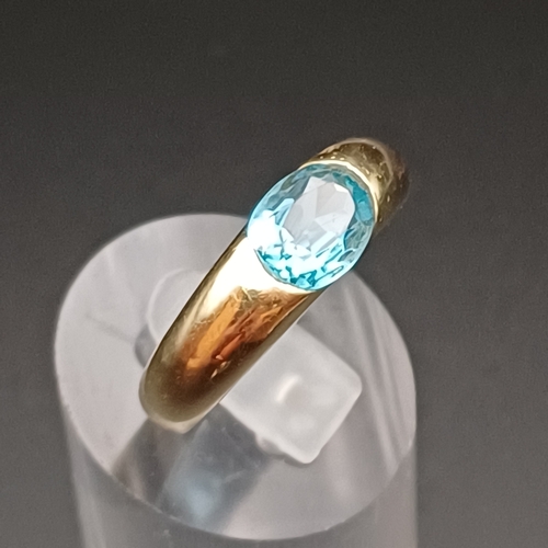 5 - Aquamarine Stone Ring, the stone is a very good colour.
- 14 ct 
- size Q
- weight 6.8 g