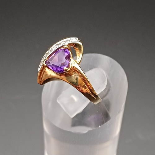 11 - Heart Shaped Amethyst and Diamond Ring in a very pretty shank
- 9 ct
- size J
- weight 3.7 g