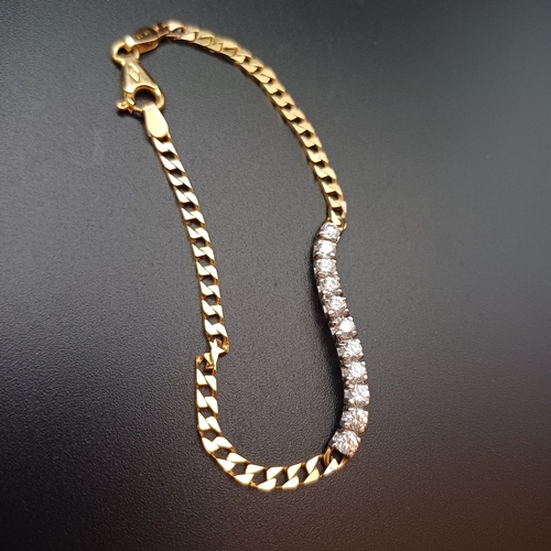 40 - Bracelet with 11 White Stones set in 9 ct gold weighing 4.1 g and 7 inches long