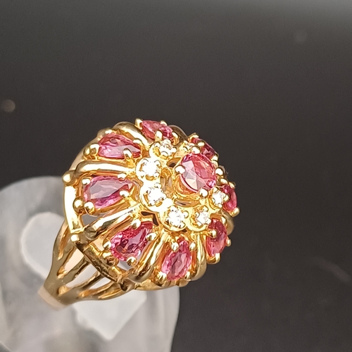 57 - Ruby and Diamond Raised Cluster Ring really eye catching.
- size O
- 14 ct
- weight 7.5 g