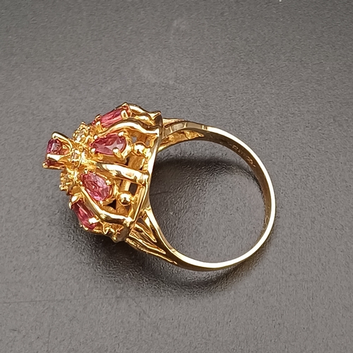 57 - Ruby and Diamond Raised Cluster Ring really eye catching.
- size O
- 14 ct
- weight 7.5 g