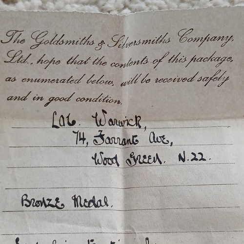 11 - Bronze Medal Sent by Instruction of Air Vice Marshall HIs Highness The Maharaja of Jodhpur V E Day 8... 