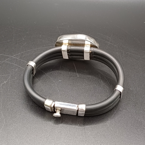 25 - Vintage Bubble Glass Three Strand Bangle with 925 Silver Clasp and Mounts.  Very eye catching.  Leng... 