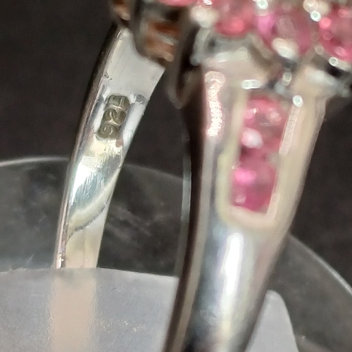 32 - Silver Cluster Ring with Orange Stone and Pink Crystals.
- 925 Silver
- weight 3.35 g
- size M