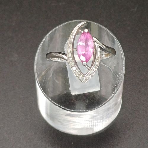 36 - Pink Sapphire and Diamond Ring.
- 9ct white gold
- weight 2.13g
- size K / L
