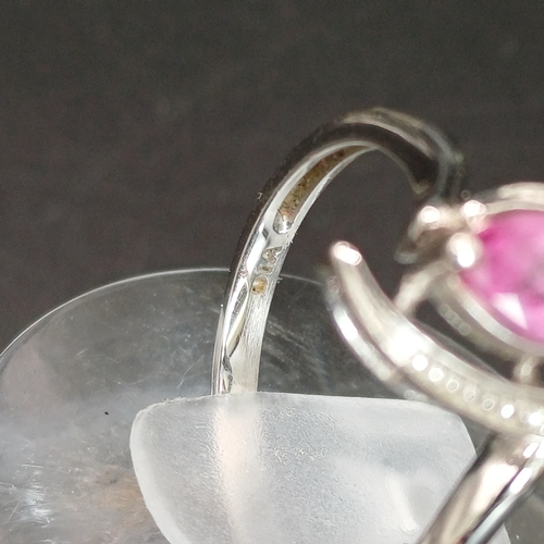 36 - Pink Sapphire and Diamond Ring.
- 9ct white gold
- weight 2.13g
- size K / L