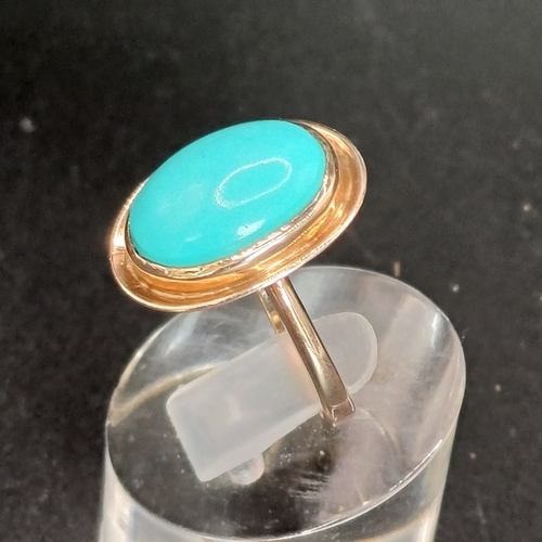 45 - Stunning Turquoise Stone Ring 
- 9ct
- weight 4.81 g
- size L / M