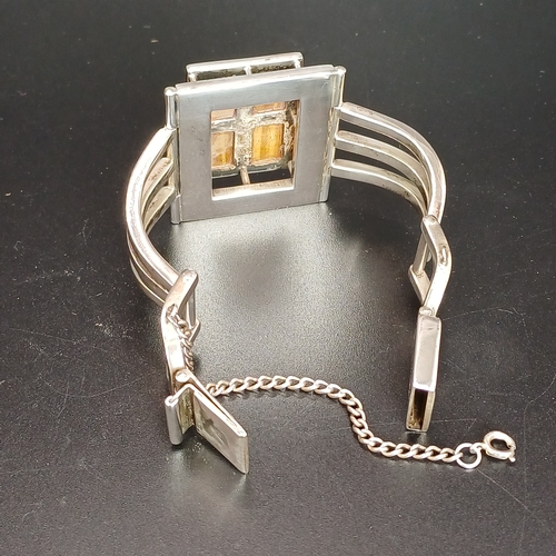 49 - Taxco Mexico Tigers Eye Cuff Bangle in 925 Silver.  Really lovely piece.
- weight 83.93 g
- 925 silv... 