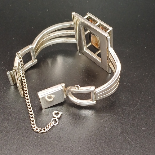 49 - Taxco Mexico Tigers Eye Cuff Bangle in 925 Silver.  Really lovely piece.
- weight 83.93 g
- 925 silv... 