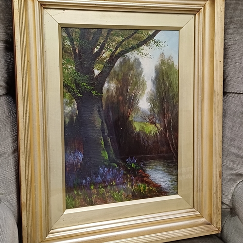 215 - Oil Painting by Arthur Harding Norwood of a beautiful woodland and river setting.  The detail is qui... 
