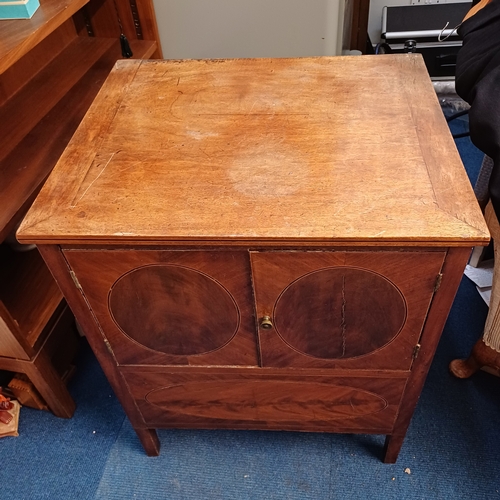 217 - Antique Cabinet Commode.  The Top has brassed hinged lid, the two front doors open to access the cha... 