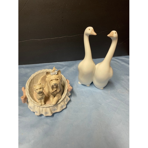 225 - Lladro Basket of Dogs and Geese in excellent condition