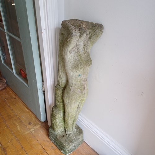 276 - Very Heavy Stone Carved Lady.  Stands about three feet in height