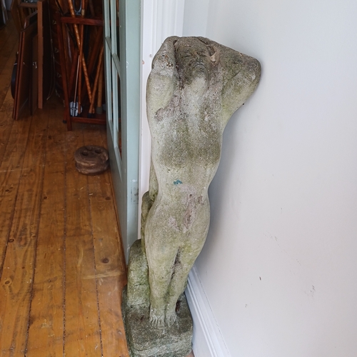 276 - Very Heavy Stone Carved Lady.  Stands about three feet in height
