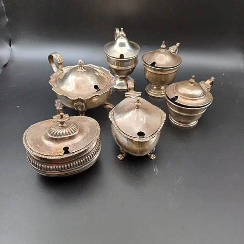 62 - Selection of Silver Mustard Pots with Assay from London, Chester, Birmingham, Sheffield some with gl...
