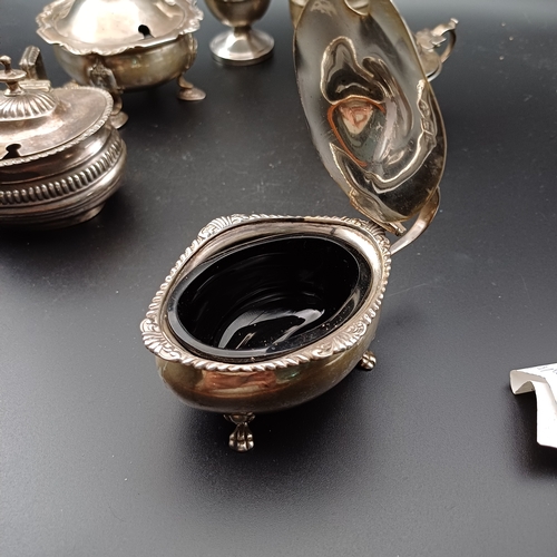 62 - Selection of Silver Mustard Pots with Assay from London, Chester, Birmingham, Sheffield some with gl... 