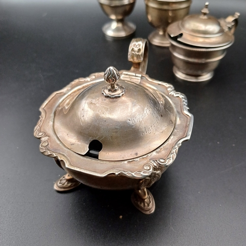 62 - Selection of Silver Mustard Pots with Assay from London, Chester, Birmingham, Sheffield some with gl... 