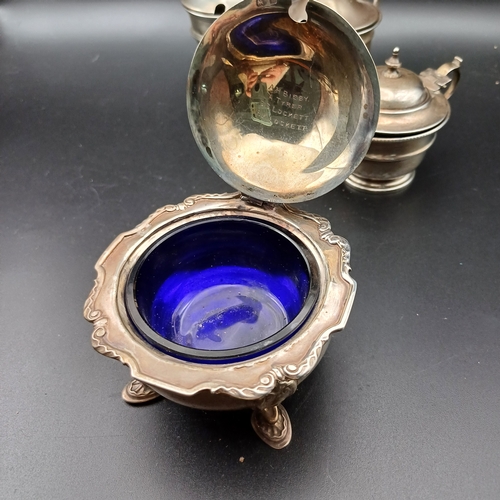 62 - Selection of Silver Mustard Pots with Assay from London, Chester, Birmingham, Sheffield some with gl... 