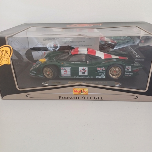 54 - Collection of Five Scale Boxed Model Cars: Mercedes 500 K type and CLK-DTM; F1 Jaguar ; Porsche 911 ... 