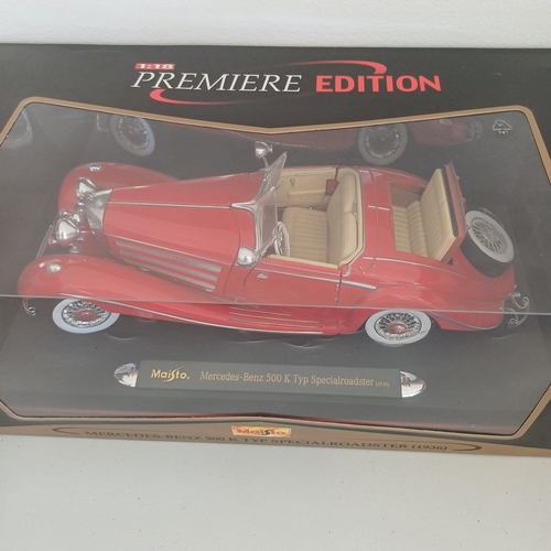 54 - Collection of Five Scale Boxed Model Cars: Mercedes 500 K type and CLK-DTM; F1 Jaguar ; Porsche 911 ... 
