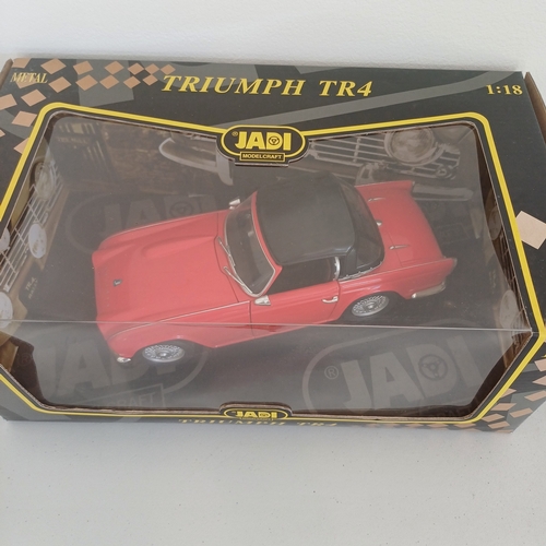 55 - Collection of Five Boxed Scale Model Cars: Triumph TR4 and Stag; Mini x 2; Jaguar E Cabriolet 1961