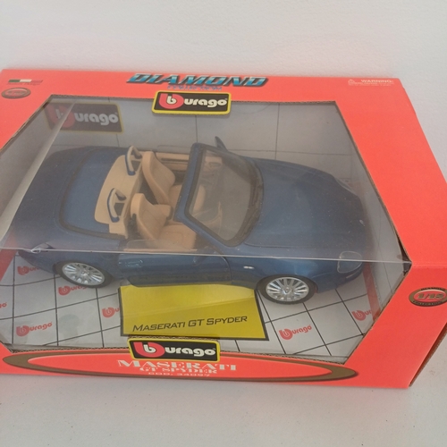 56 - Collection of five Scale Boxed Cars: Maserati GT Spyder and kit boxed car; BMW Z4; VW Beatle;   Jagu... 