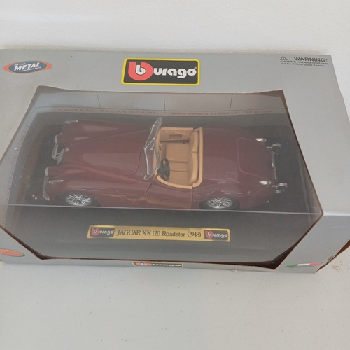56 - Collection of five Scale Boxed Cars: Maserati GT Spyder and kit boxed car; BMW Z4; VW Beatle;   Jagu... 