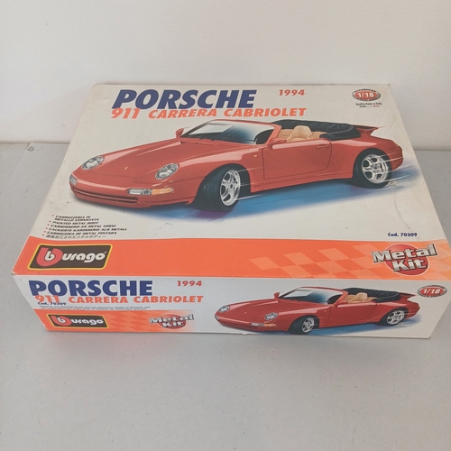 57 - Burago Model Car Kit Boxed with all instructions and parts: Jaguar 'E' Coupe; Porsche 911; Ferrari 2... 