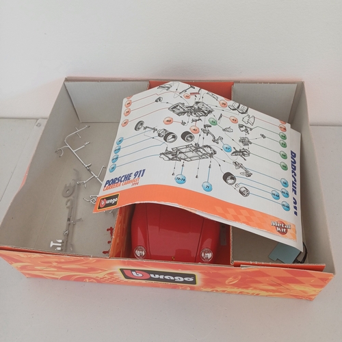 57 - Burago Model Car Kit Boxed with all instructions and parts: Jaguar 'E' Coupe; Porsche 911; Ferrari 2... 