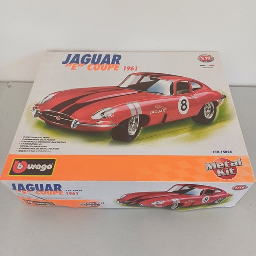 57 - Burago Model Car Kit Boxed with all instructions and parts: Jaguar 'E' Coupe; Porsche 911; Ferrari 2... 