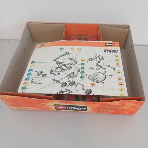 57 - Burago Model Car Kit Boxed with all instructions and parts: Jaguar 'E' Coupe; Porsche 911; Ferrari 2... 