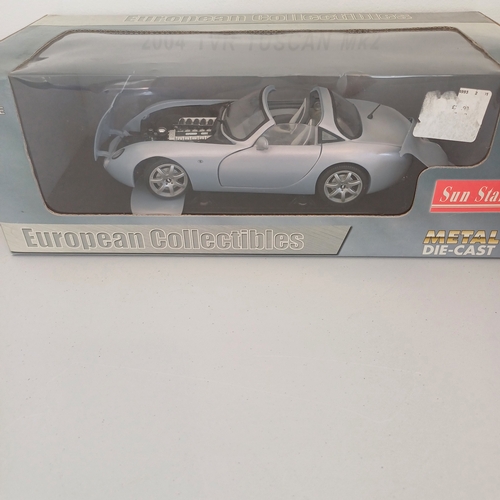 59 - Collection of Six Scaled Boxed Model Cars: 1947 MG TC Midget; MK2 Escort; 1971 Jaguar E-Type; Austin... 