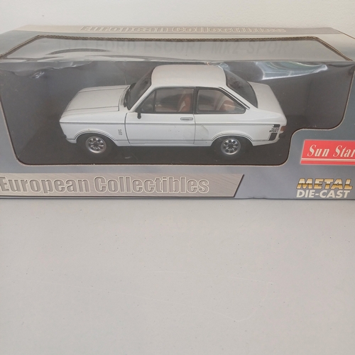 59 - Collection of Six Scaled Boxed Model Cars: 1947 MG TC Midget; MK2 Escort; 1971 Jaguar E-Type; Austin... 