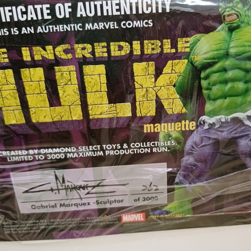 115 - Marvel Hulk Maquette Statue which is a Limited Edition and this is Number 262 of 3000 and there is C... 