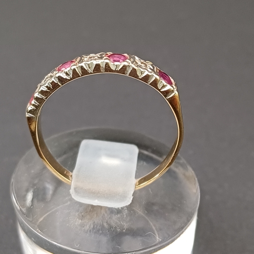 17 - Ruby and Diamond half band ring.
- 9 ct yellow gold
- size L / M
- weight 1.8g
