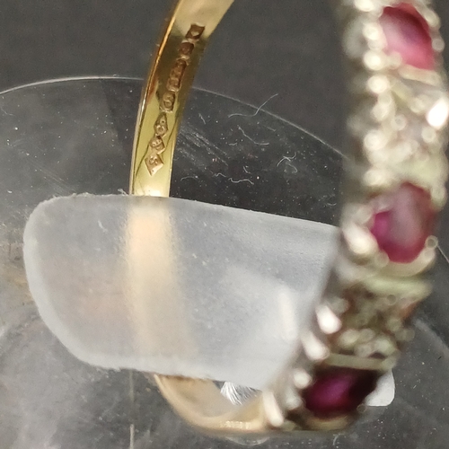 17 - Ruby and Diamond half band ring.
- 9 ct yellow gold
- size L / M
- weight 1.8g