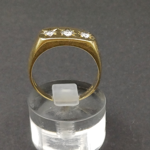 21 - Gypsy Style Three Stone Diamond Ring with star design around the diamonds.  Diamonds are VS2 Colour ... 