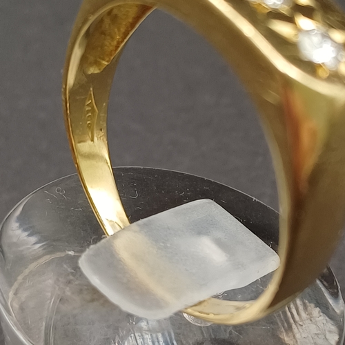 21 - Gypsy Style Three Stone Diamond Ring with star design around the diamonds.  Diamonds are VS2 Colour ... 