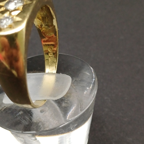 21 - Gypsy Style Three Stone Diamond Ring with star design around the diamonds.  Diamonds are VS2 Colour ... 