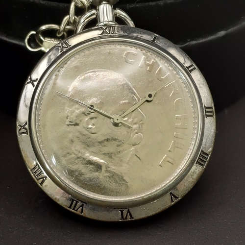 37 - Winston Churchill Silver Medal Pocket Watch and Sekonda 50 metres Watch.  Both in original boxes