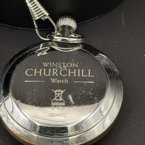 37 - Winston Churchill Silver Medal Pocket Watch and Sekonda 50 metres Watch.  Both in original boxes