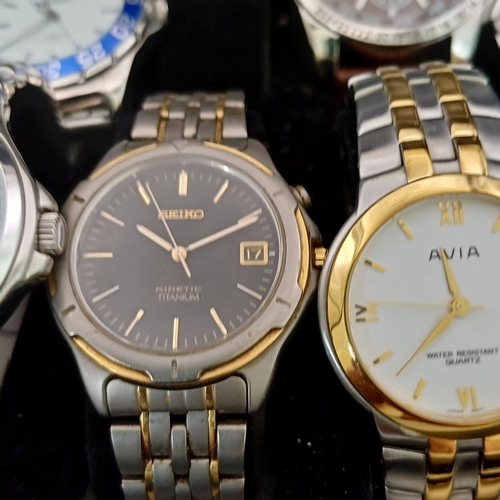 43 - Box of Watches,  11 in all:  Edifice, Sekonda, Casio, Seiko,  Accurist, Avia, Mercier, Guess, Slazen... 