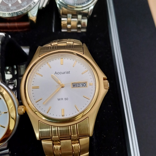 43 - Box of Watches,  11 in all:  Edifice, Sekonda, Casio, Seiko,  Accurist, Avia, Mercier, Guess, Slazen... 