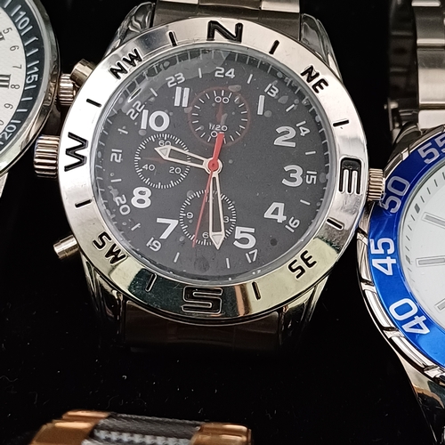 43 - Box of Watches,  11 in all:  Edifice, Sekonda, Casio, Seiko,  Accurist, Avia, Mercier, Guess, Slazen... 