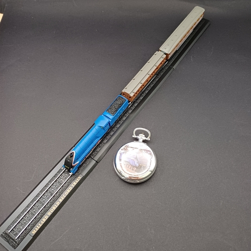 47 - Minitrains 1/220 Mallard Steam train with little display track and small pocket watch which is a win... 