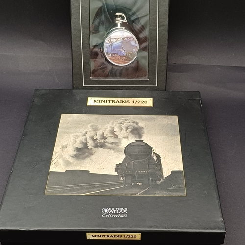 47 - Minitrains 1/220 Mallard Steam train with little display track and small pocket watch which is a win... 