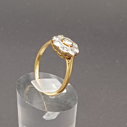 49 - Diamond Cluster Ring with Rose Cut Diamonds set in Platinum on an 18 carat yellow gold shank.
- appr... 