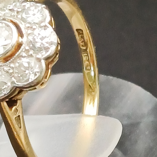 49 - Diamond Cluster Ring with Rose Cut Diamonds set in Platinum on an 18 carat yellow gold shank.
- appr... 