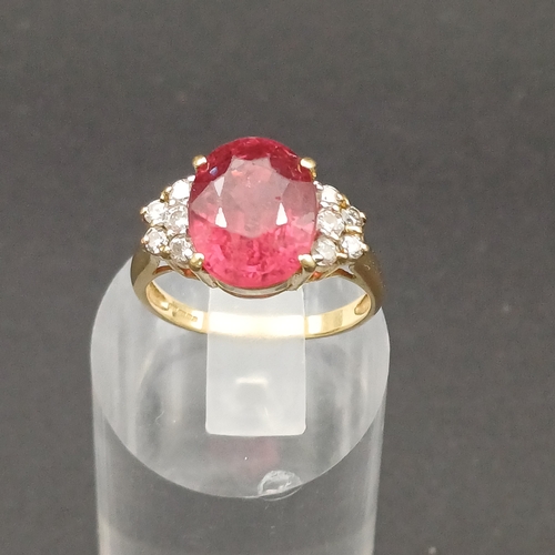 50 - Ruby and Diamond Ring Hallmark date is 2005 Birmingham.
- 18 carat yellow gold
- weight 5.50g
- size... 